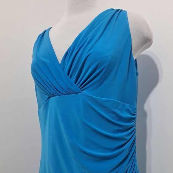 Lauren Ralph Lauren Surplice Wrap Jersey Dress Dutchess Blue Size 16 - Picture 12 of 14